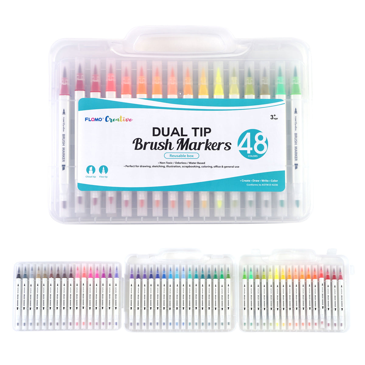 48 Colors Alcohol Brush Markers, Double Tipped ( Brush & Fine