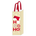 Christmas Hohoho Canvas Wine Bag With Inside Lamination 5" X 14" X 5"