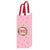 Christmas Wreath On Pink Canvas Wine Bag With Inside Lamination 5" X 14" X 5"