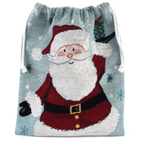 Christmas Santa Chenille Drawstring Bag 14" X 18"