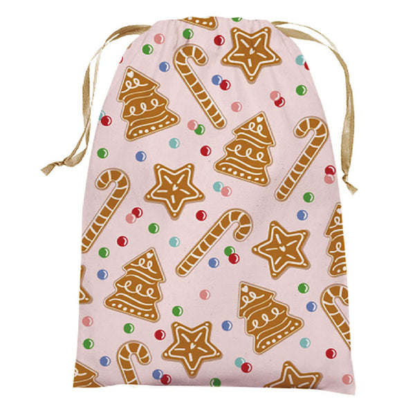 Christmas Cookies On Pink Background Chenille Drawstring Bag 14" X 18"