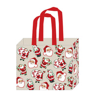 Christmas Retro Santas Canvas Tote Bag With Inside Lamination 16" X 13" X 6"