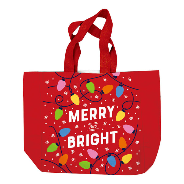 Christmas Merry Lights Tapestry With Lurex Tote Bag 16" X 16" X 6"