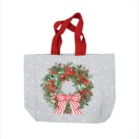 Christmas Berry Wreath Chenille With Lurex Tote Bag 16" X 16" X 6"