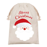 Christmas Santa Face With Tufting & Pom Pom Canvas Drawstring Bag 19" X 29"