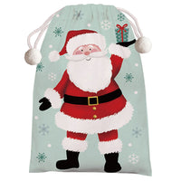 Christmas Santa Chenille With Lurex & Pom Poms Drawstring Bag 24" X 36"