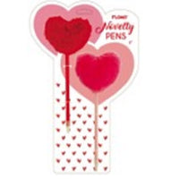 2Pk Red And Pink Heart Plush Pens