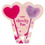 2Pk Hot Pink And Lavender Heart Plush Pens