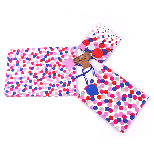 3Pk M/L/E Polka Dots Hot Stamping Gift Bags