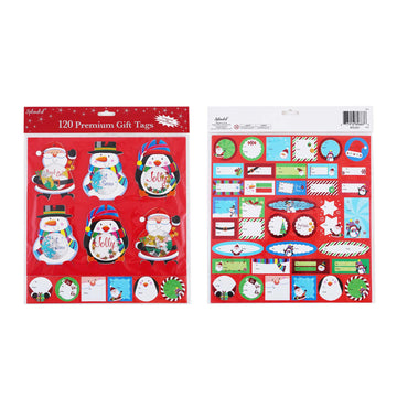 120Ct Christmas Shaker And Self-Stick Gift Tags With Hot Stamping