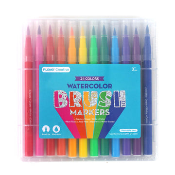 24Ct Brush Tip Watercolor Markers In Reusable Case