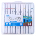 24Ct Dual Tip Broad & Fine Tip Markers With White Barrel In Reusable Case