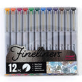 12Ct Fineliners With Metal Clip Cap