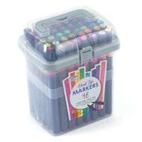 48Ct Dual Tip Chisel & Brush Tip Markers With Blue Barrel In Reusable Case With Handle