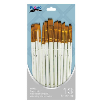 13Ct Pearlized White Handle Brushes