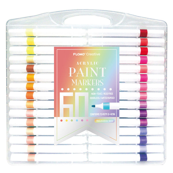 60Ct Acrylic Paint Markers In Reusable Handle Case