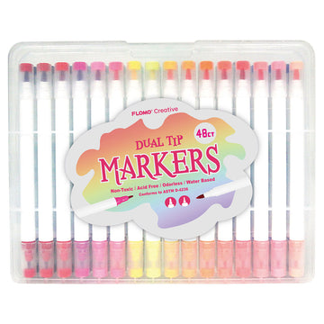 48Ct Dual Tip Brush & Fine Tip Markers In Reusable Case