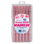 12Ct Dual Tip Broad & Fine Tip Markers With Pink Barrel In Reusable Case