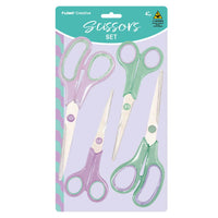 4Ct 5.4"/6.7"/7.8"/8.3" Lavender And Light Green Scissors Set