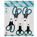 5Ct 5.4"/6.7"/7.8"/7.8"/8.3" Black With Teal Blue Scissors Set