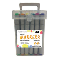 36Ct Dual Tip Chisel & Fine Tip Markers With Gray Barrel In Reusable Case With Handle