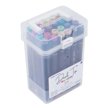 24Pc Thick Dual Tip Color Marker Set, 24 Colors, Black Barrel