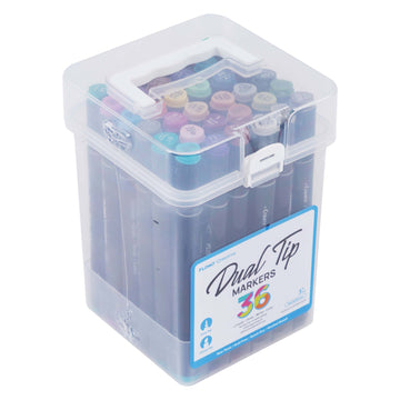 36Pc Thick Dual Tip Color Marker Set, 36 Colors, Black Barrel