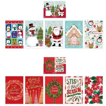 5Pk Large Christmas Whimsical Foldable Gift Boxes 17" X 11" X 2.5", 2 Assortments