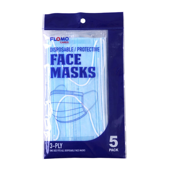 5Pk 3Ply Protective Disposable Masks