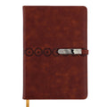 128Sht Pu Journal Debossed Geometric Brown W/Metal Bar Magnetic Closure, 8.25"L X 5.6875"W