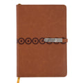 128Sht Pu Journal Debossed Geo Light Brown W/Metal Bar Magnetic Closure, 8.25"L X 5.6875"W