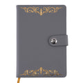 128Sht Pu Journal W/Snap Magnetic Closure & Hot Stamp, Grey Gold Filigree, 8.25"Lx5.6875"W