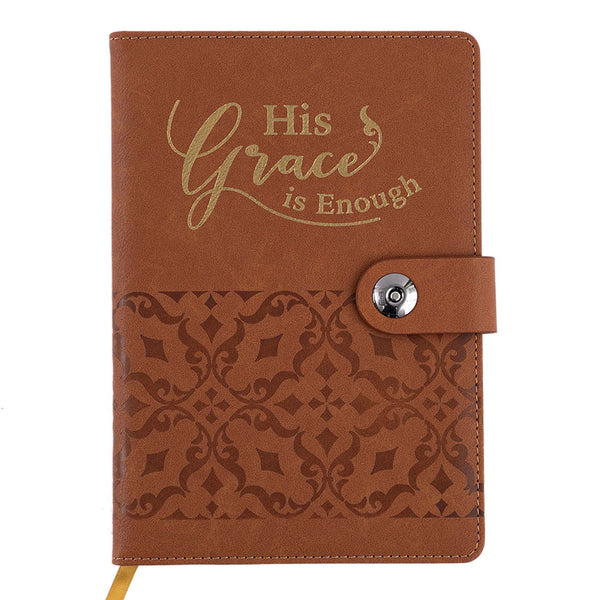 128Sht Pu Journal Debossed W/Snapmagnet Close & Htstamp,Religious Grace Brown,8.25"Lx5.6875"W