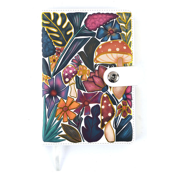 128Sht Pu Journal W/Snap Magnetic Closure/Hot Stamp/Gilded Edge, Mushroom, 8.25"Lx 5.6875"W