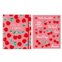 130 Sheets/260 Pages Mega Spiral Journal W/Hot Stamp,2 Sticker Shts, Cherries,11.25"X9.25"