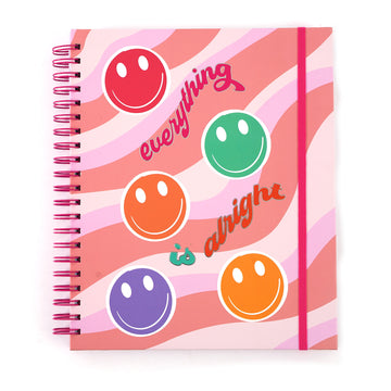 140Sht/280Pge Mega Spiral Hot Stamp Notebook, Alright Smileys, 11.25"X9.25"