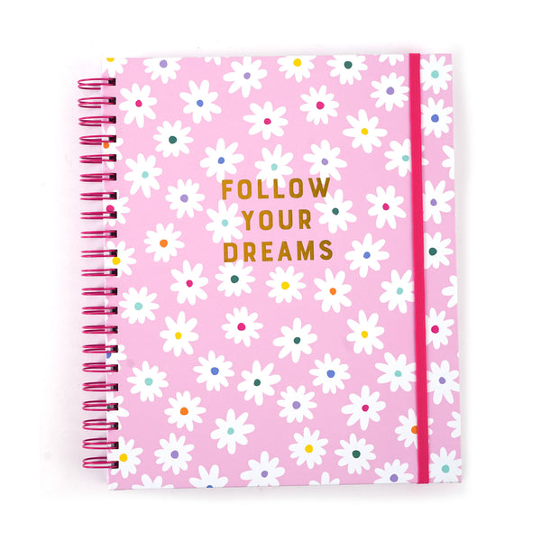 140Sht/280Pge Mega Spiral Hot Stamp Notebook, Daisy Puffs, 11.25"X9.25"