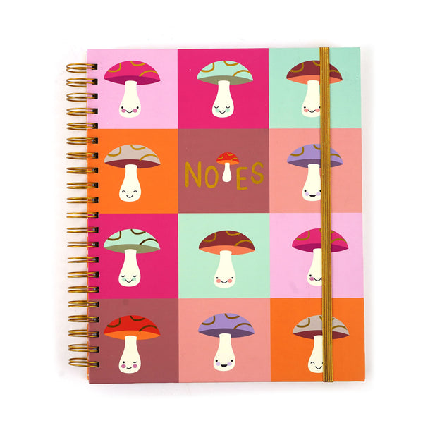 140Sht/280Pge Mega Spiral Hot Stamp Notebook, Mushroom Notes, 11.25"X9.25"