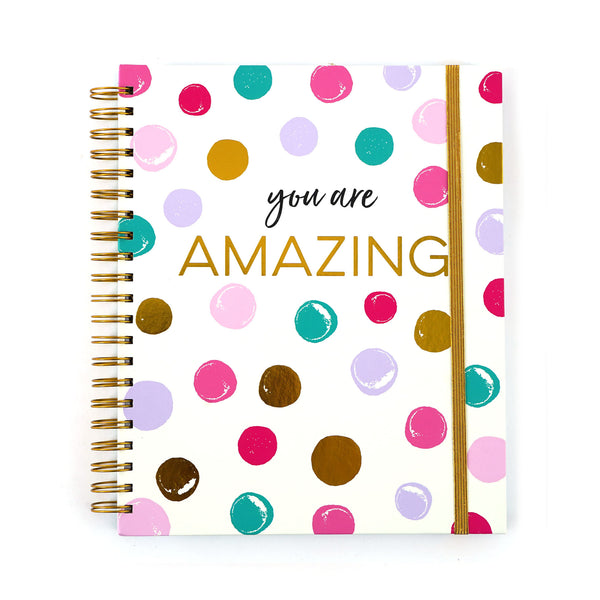 140Sht/280Pge Mega Spiral Hot Stamp Notebook, Amazing Dots, 11.25"X9.25"