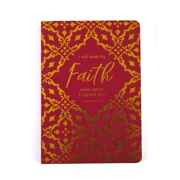 140 Sheet Perfect Bound Embossed Notebook, Religious Pink Faith, 7 X 10"