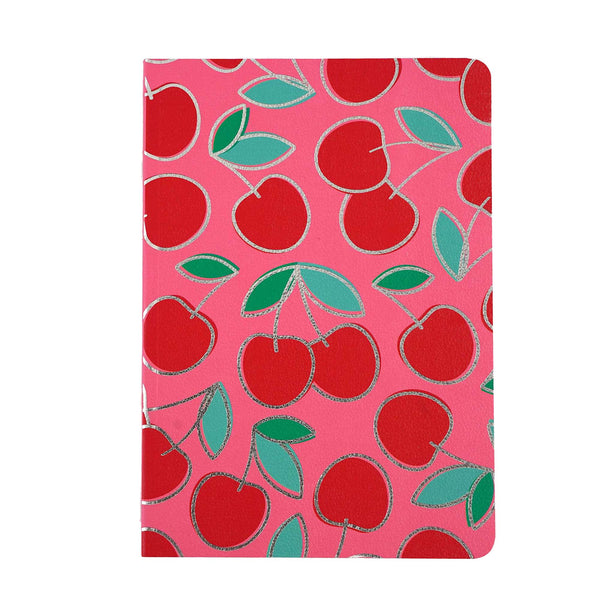 140 Sheet Perfect Bound Embossed Notebook, Cherries, 7 X 10"