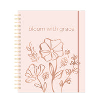 140Sht/280Pge Mega Spiral Hot Stamp Notebook, Blush Bloom With Grace, 11.25"X9.25"