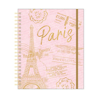 140Sht/280Pge Mega Spiral Hot Stamp Notebook, Paris Is Pink, 11.25"X9.25"