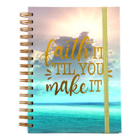 160 Sht Jumbo Spiral Hot Stamp Journal, Religious Faithful Beach, 8.5"X6.25"