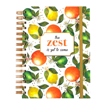 160Sht/320Pg Citrus Zest For Life, Hot Stamp Chunky Spiral Journal, 8.5"X6.25"