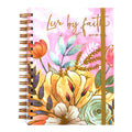 160Sht/320Pg Religious Live By Faith Hot Stamp Chunky Spiral Journal, 8.5"X6.25"