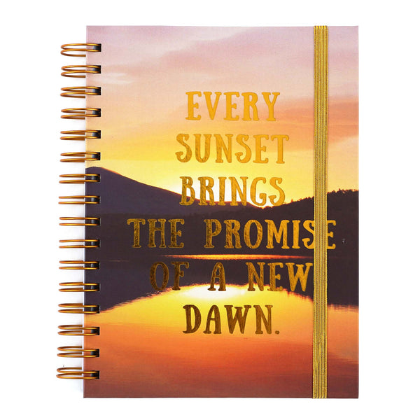 160Sht/320Pg Religious Sunset New Dawn Hot Stamp Chunky Spiral Journal, 8.5"X6.25"