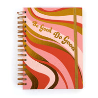 160Sht Hot Stamp Chunky Spiral Journal W/Inside Pocket, Be Good Wave, 8.5"X6.25"