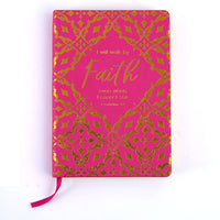 160Sht Pu Journal Debossed W/ Hot Stamp - Religious Faith Ht Pink 8.25"L X 5.625"W