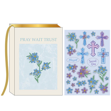 160Sht/320 Pge Relig Pray/Wait/Trust Bookbound Journal W/Ht Stamp & 2 Sticker Shts, 8.5"Lx6"W